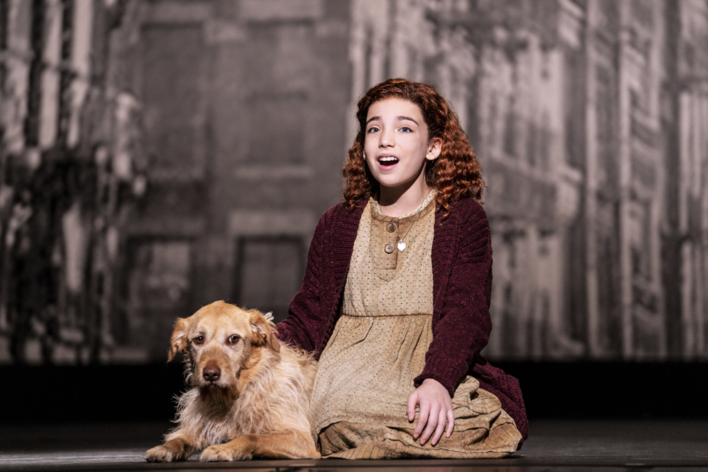 Ellie Pulsifer as Annie and Addison as Sandy in the 2022 company of ANNIE.